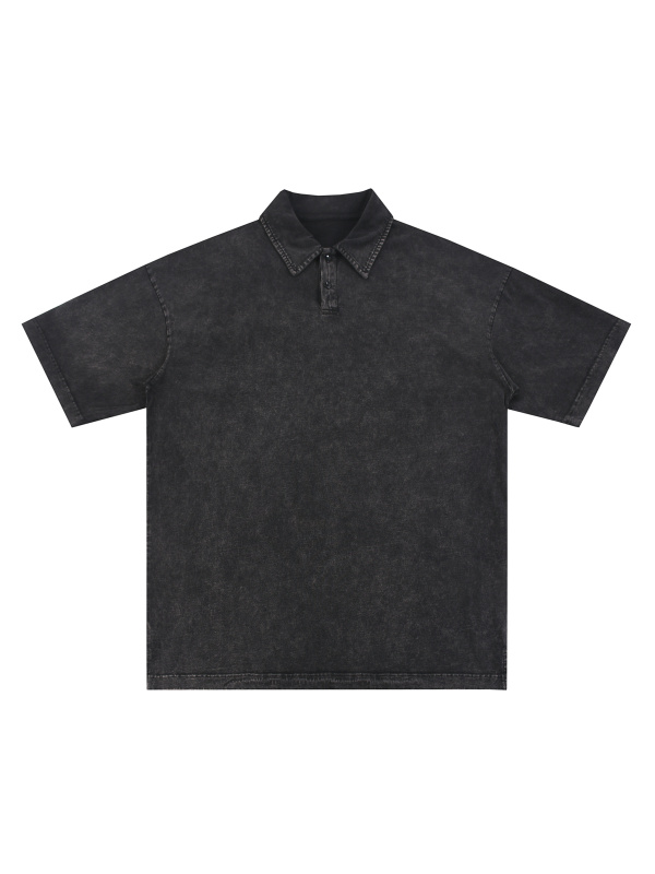 Heavyweight Snow-Washed Polo T-Shirt #PL0001 | TAPSTITCH